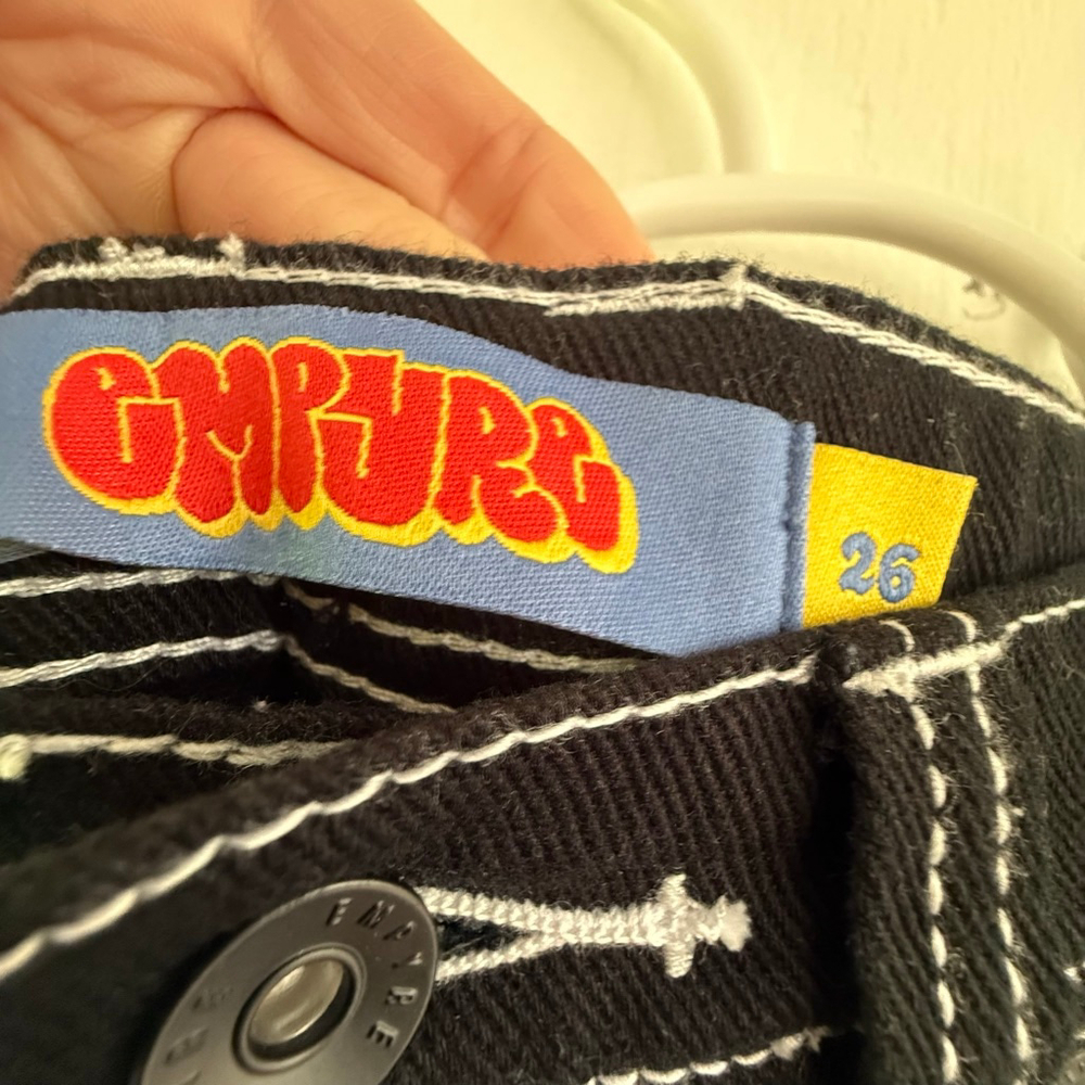 Empyre Black Contrast Stitch Loose Fit Skater Pants Size 26 - Picture 4 of 7